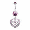 Sparkling Heart Shapes Belly Button Ring-WildKlass Jewelry