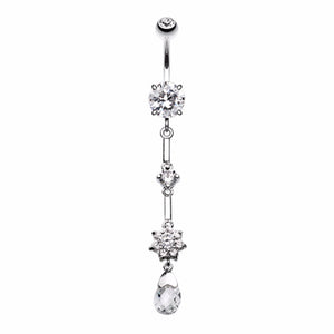 Flower Droplet Belly Button Ring-WildKlass Jewelry
