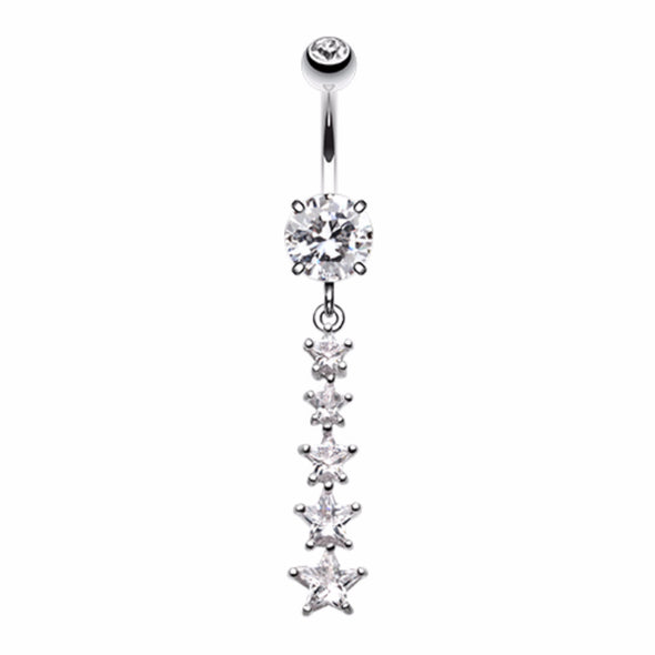 Twinkling Five Star Belly Button Ring-WildKlass Jewelry