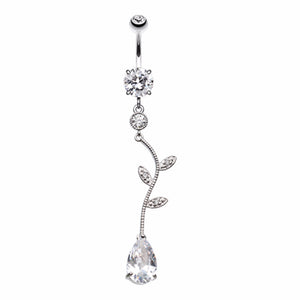 Elegant Vine Drop Belly Button Ring-WildKlass Jewelry