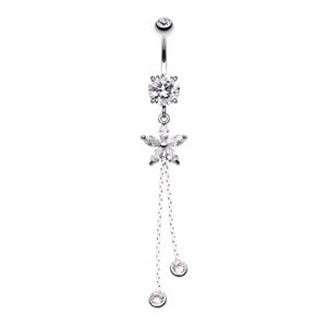 Flower Sparkle Belly Button Ring-WildKlass Jewelry