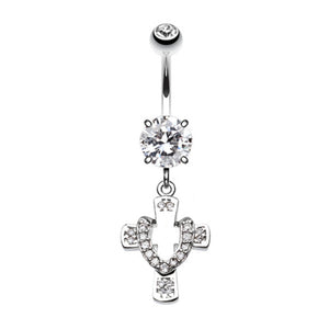 Radiant Cross Belly Button Ring-WildKlass Jewelry