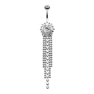 Exquisite Bedazzled Cascading Belly Button Ring-WildKlass Jewelry