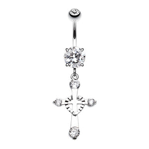 Heart in Cross Belly Button Ring-WildKlass Jewelry