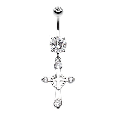 Heart in Cross Belly Button Ring-WildKlass Jewelry
