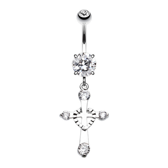 Heart in Cross Belly Button Ring-WildKlass Jewelry