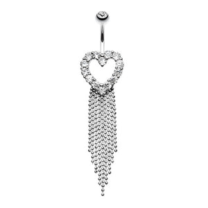 Heart Sparkle Showers Belly Button Ring-WildKlass Jewelry