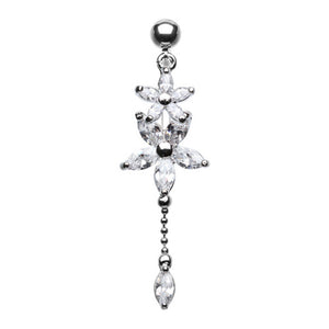 Luscious Flowers Droplets Belly Button Ring-WildKlass Jewelry
