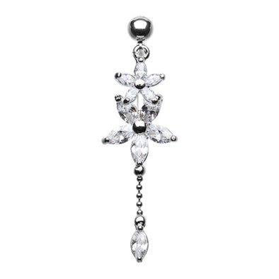 Luscious Flowers Droplets Belly Button Ring-WildKlass Jewelry