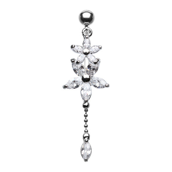 Luscious Flowers Droplets Belly Button Ring-WildKlass Jewelry