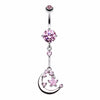 Opulant Moon and Star Belly Button Ring-WildKlass Jewelry