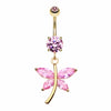 Golden Dazzling Butterfly Belly Button RIng-WildKlass Jewelry