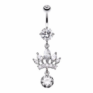 Crown Gem Dazzle Belly Button Ring-WildKlass Jewelry