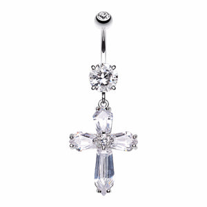 Elegant Cross Sparkle Belly Button Ring-WildKlass Jewelry