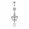 Glistening Fleur De Lis Belly Button Ring-WildKlass Jewelry