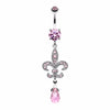 Glistening Fleur De Lis Belly Button Ring-WildKlass Jewelry