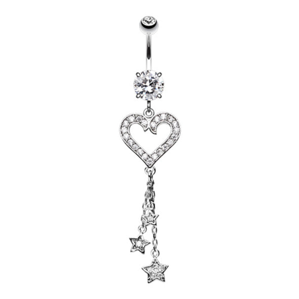 Heart Star Sparkles Belly Button Ring-WildKlass Jewelry
