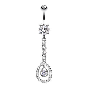 Elegant Teardrop Sparkle Belly Button Ring-WildKlass Jewelry
