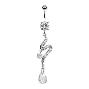 Elegant Swirl Sparkle Belly Button Ring-WildKlass Jewelry