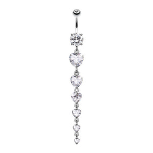 Enchanting Heart Cascade Belly Button Ring-WildKlass Jewelry