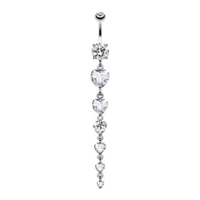 Enchanting Heart Cascade Belly Button Ring-WildKlass Jewelry