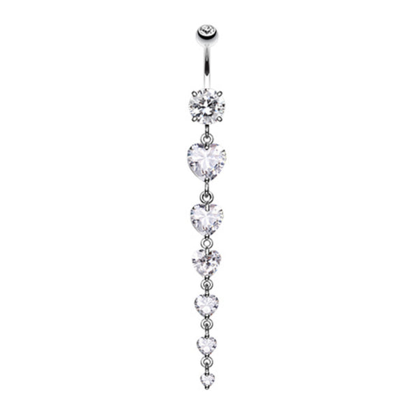 Enchanting Heart Cascade Belly Button Ring-WildKlass Jewelry