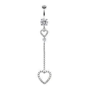 Luscious Double Hearts Belly Button Ring-WildKlass Jewelry