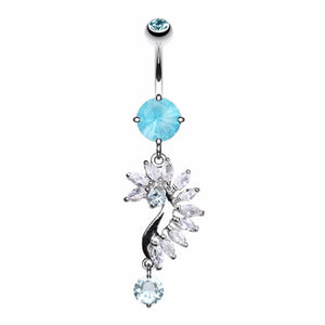 Curved Marquise Cut Sparkles Belly Button Ring-WildKlass Jewelry