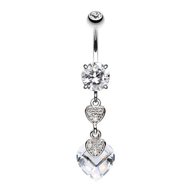 Shimmering Hearts Belly Button Ring-WildKlass Jewelry