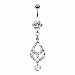 Layered Teardrop Sparkle Belly Button Ring-WildKlass Jewelry