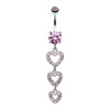 Sparkling Heart Cascade Belly Button Ring-WildKlass Jewelry