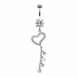 Dazzling Heart Crystalline Belly Button Ring-WildKlass Jewelry