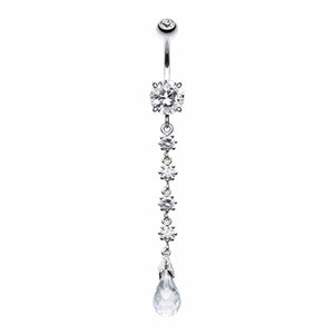 Opulent Crystalline Droplets Belly Button Ring-WildKlass Jewelry