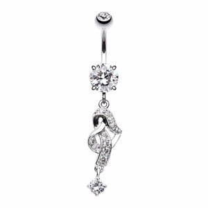 Elegant Heart Knot Multi-Gem Belly Button Ring-WildKlass Jewelry