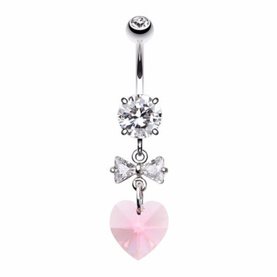 Prism Heart Bow-Tie Belly Button Ring-WildKlass Jewelry