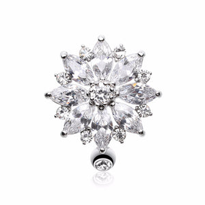 Radiant Flower Multi-Gem Marquise Belly Button Ring-WildKlass Jewelry