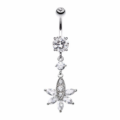 Snow Flower Multi-Gem Belly Button Ring-WildKlass Jewelry