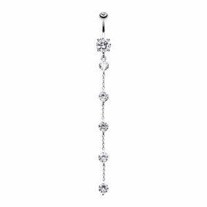 Elegant Crystalline Droplets Belly Button Ring-WildKlass Jewelry