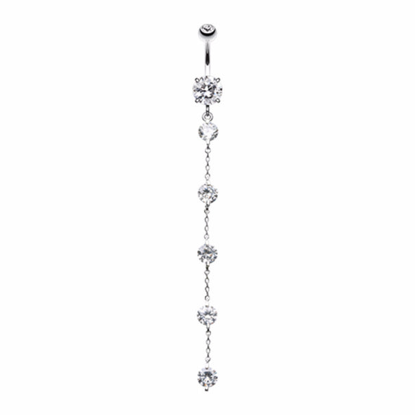 Elegant Crystalline Droplets Belly Button Ring-WildKlass Jewelry