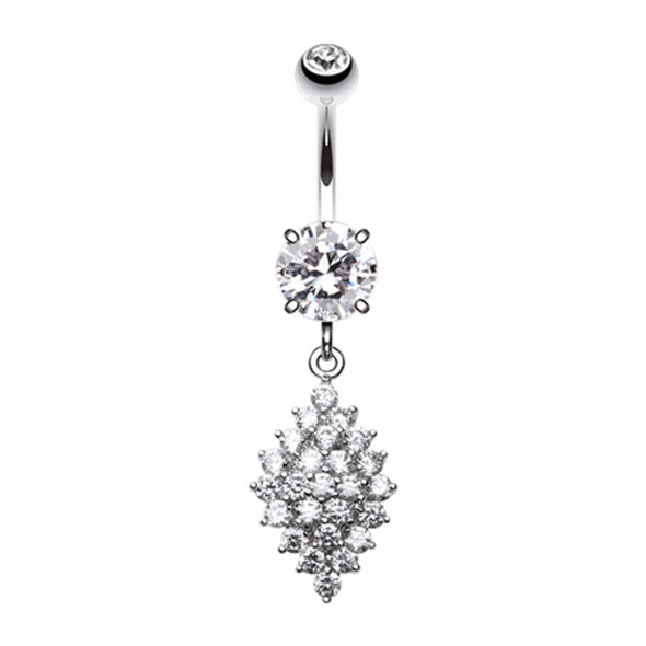 Vibrant Sparkle Diamond Crystals Belly Button Ring-WildKlass Jewelry