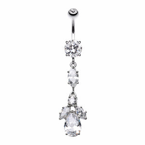 Elegant Marquise Teardrop Crystalline Belly Button Ring-WildKlass Jewelry