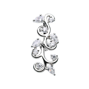 Delicate Crystal Vine Reverse Belly Button Ring-WildKlass Jewelry