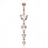 WildKlass Brilliant Heart Cascade Belly Button Ring-WildKlass Jewelry