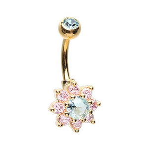 Golden Luxuriant Spring Flower WildKlass Belly Button Ring-WildKlass Jewelry