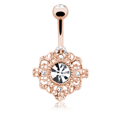 Rose Gold Spiritual Mandala WildKlass Belly Button Ring-WildKlass Jewelry