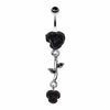 Bright Metal Rose Vine Dangle Belly Button Ring-WildKlass Jewelry