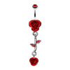 Bright Metal Rose Vine Dangle Belly Button Ring-WildKlass Jewelry