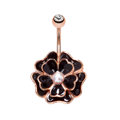 Rose Gold Zinnia Flower Petal WildKlass Belly Button Ring-WildKlass Jewelry