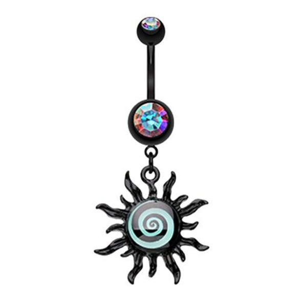 Blackline Glow in the Dark Spiral Sun WildKlass Belly Button Ring-WildKlass Jewelry