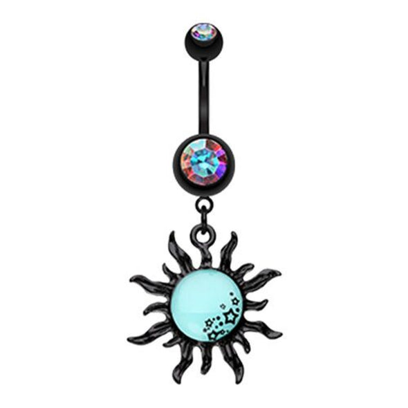 Blackline Glow in the Dark Star Cluster Sun WildKlass Belly Button Ring-WildKlass Jewelry